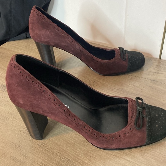 Naturalizer | Retro Suede High Heel Shoes - US7 - Burgundy & Black Tassels - Picture 6 of 7